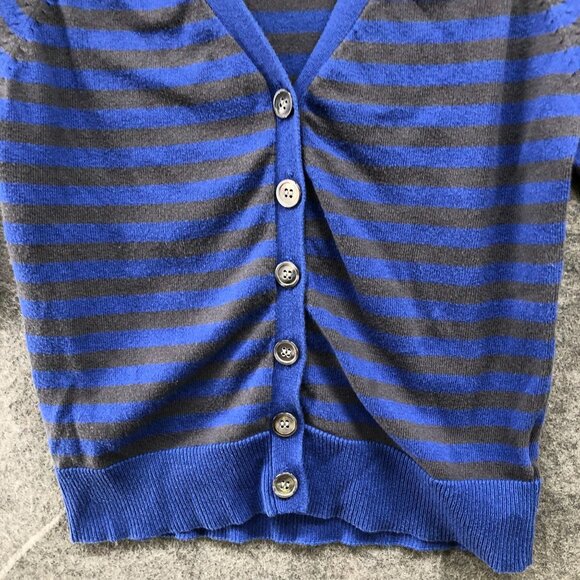 Louis Louise Girls Size 6 Cardigan Blue Stripe V-Neck Pima Cotton Button Front - Picture 4 of 11